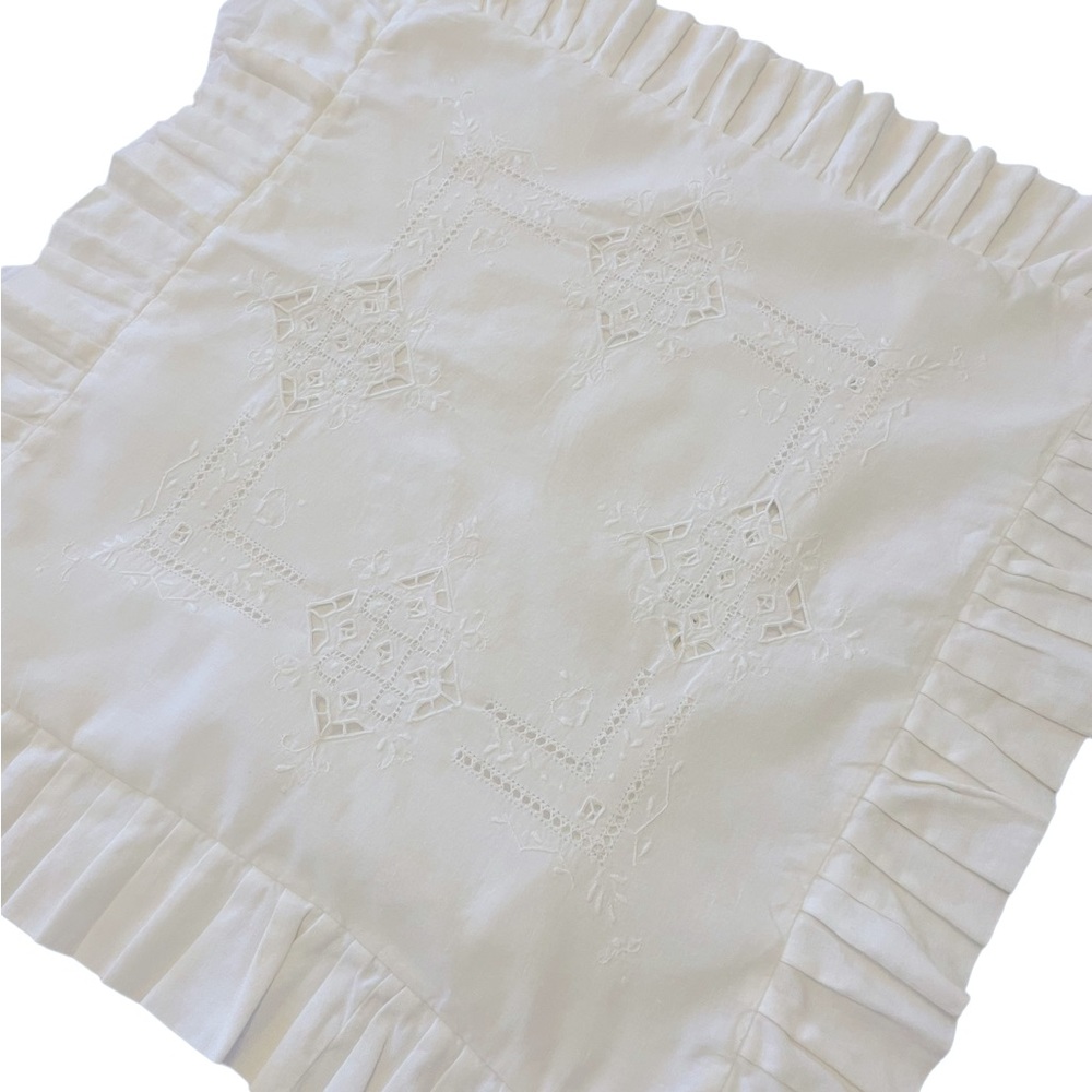 18” Pillow Covers with Envelope Closure Vintage Whitework Embroidery, Cutwork.